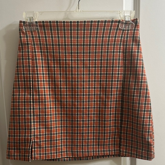 John Galt Orange & Black Plaid Mini Skirt - Picture 1 of 6